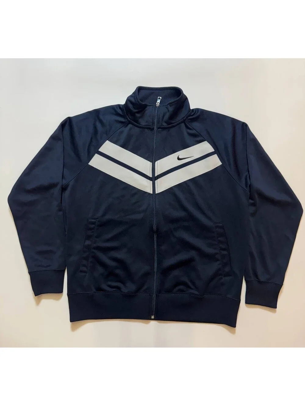 Nike Mens Track Jacket Size L Blue White Full Zip Pre-Owned Sportswear Athletic